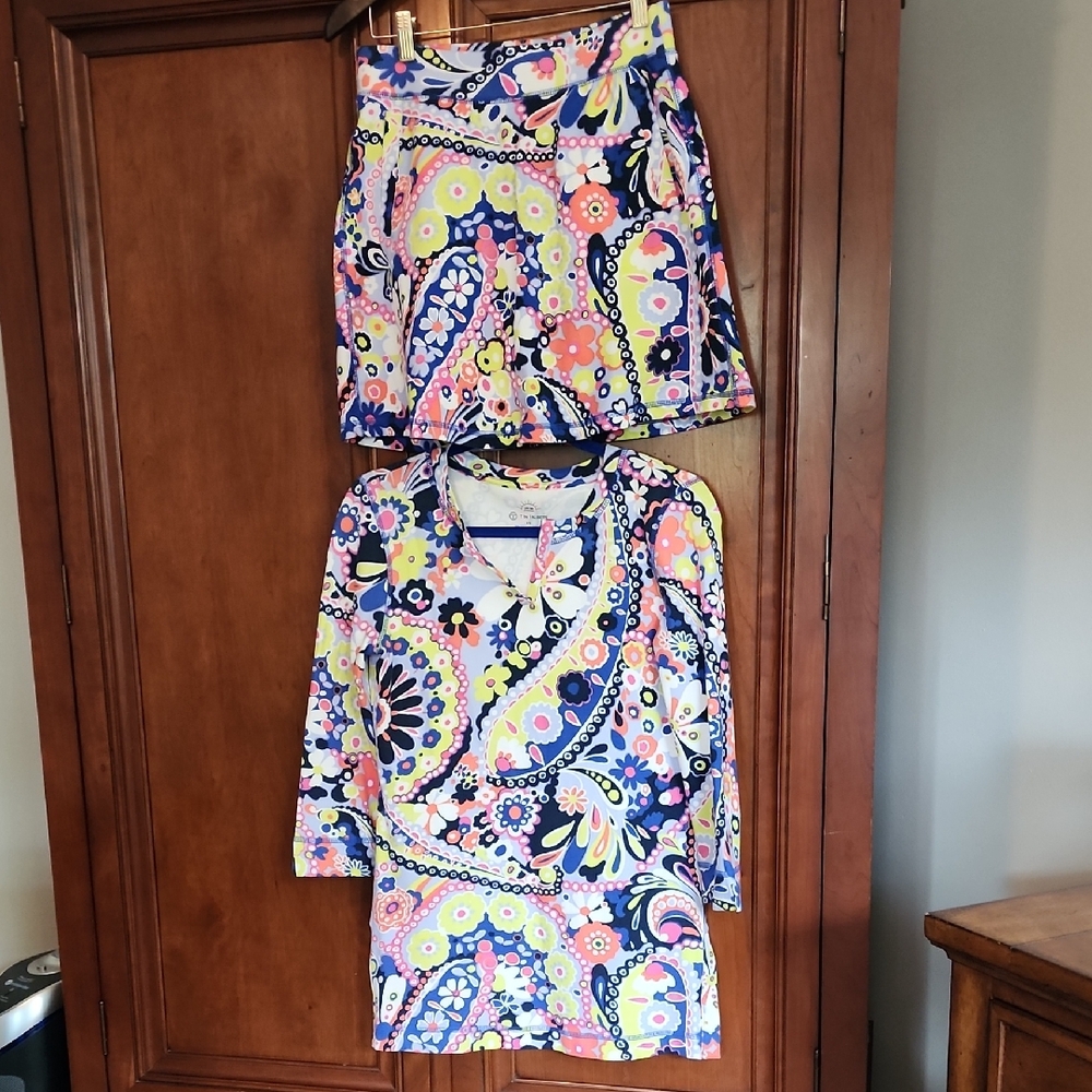 Floral Multicolor Tunic and Skort Set